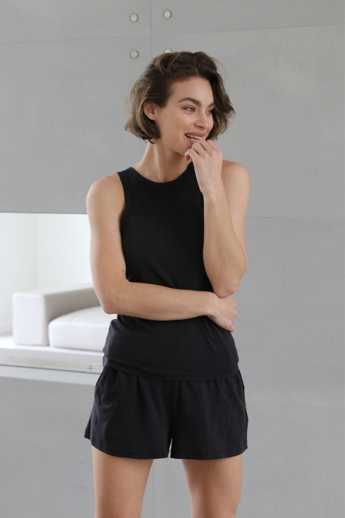 Homebodii Basic Tencel™ Womens Singlet Black | Homebodii