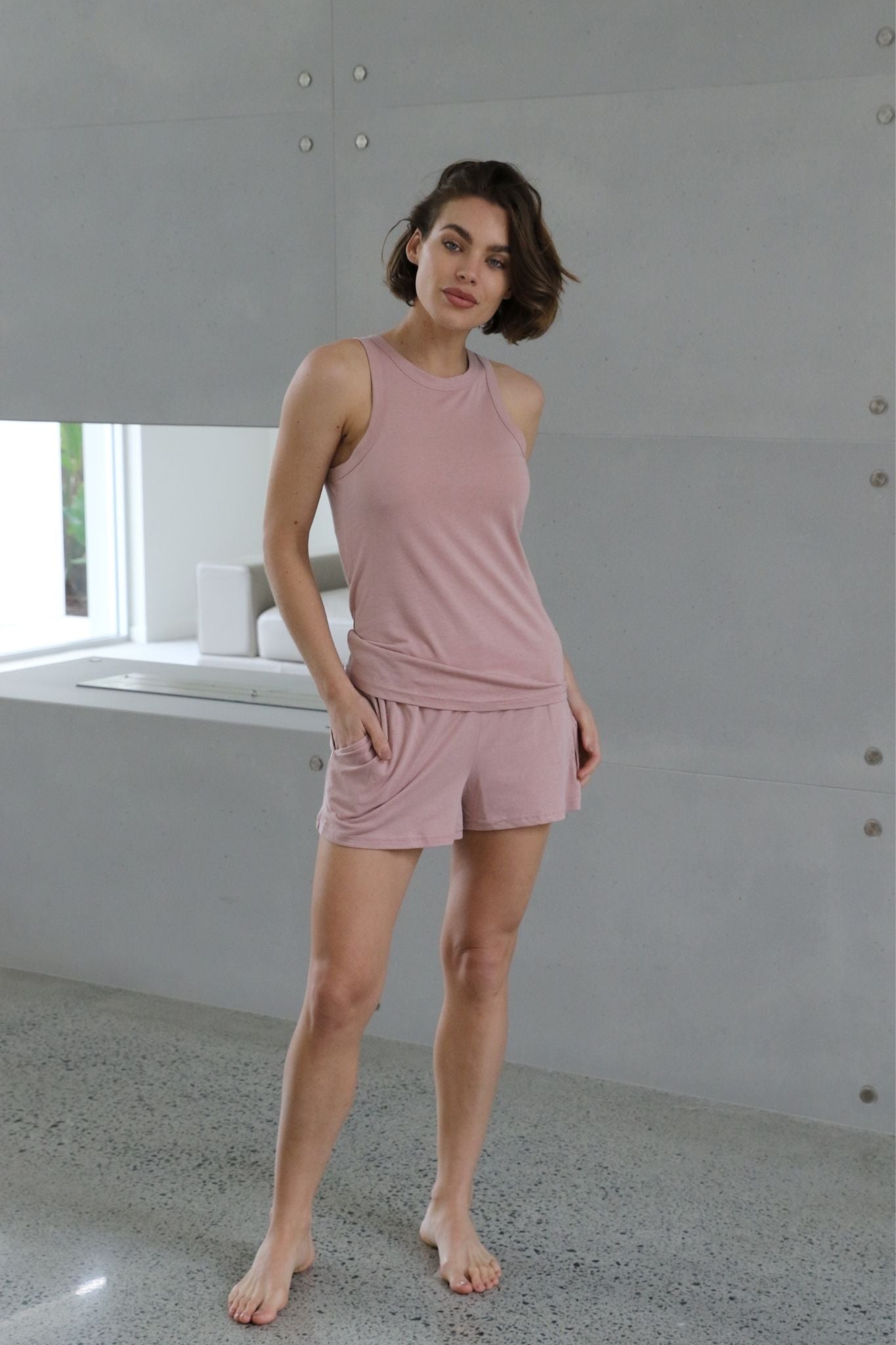 Homebodii Basic Tencel™ Womens Singlet Blush | Homebodii