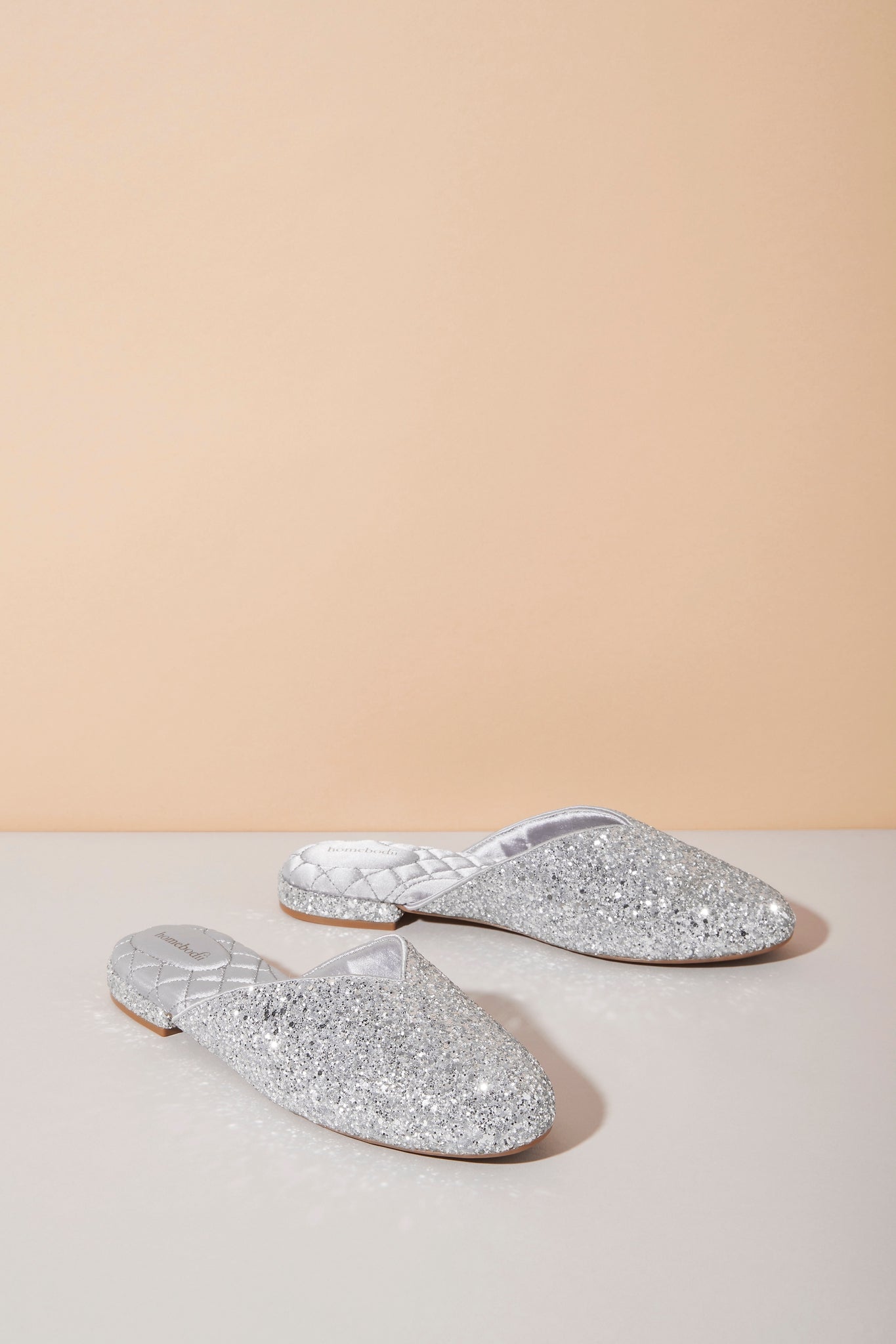 Lady Daphne Luxury Glitter Slipper Silver | Homebodii