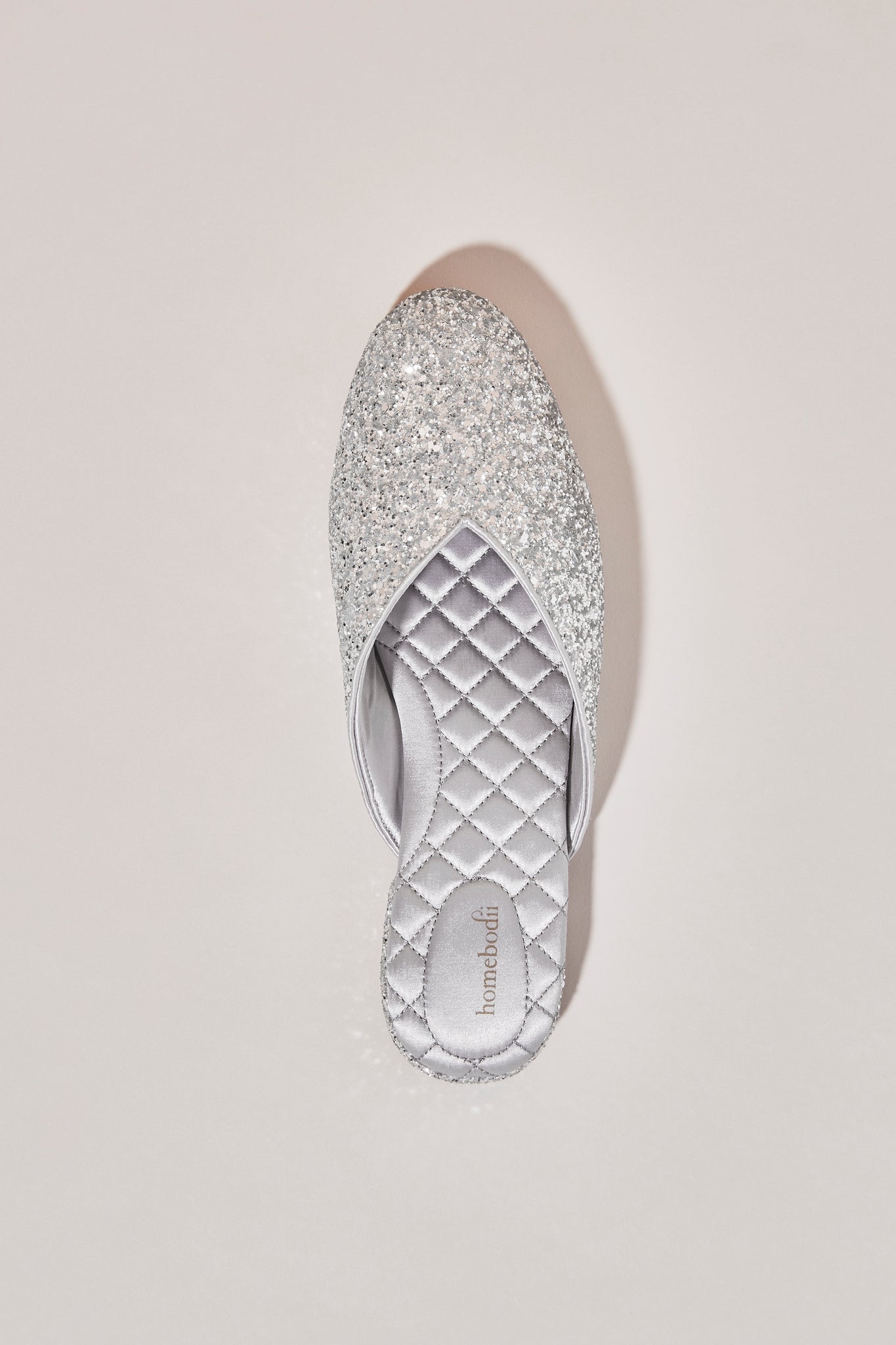 Lady Daphne Luxury Glitter Slipper Silver | Homebodii