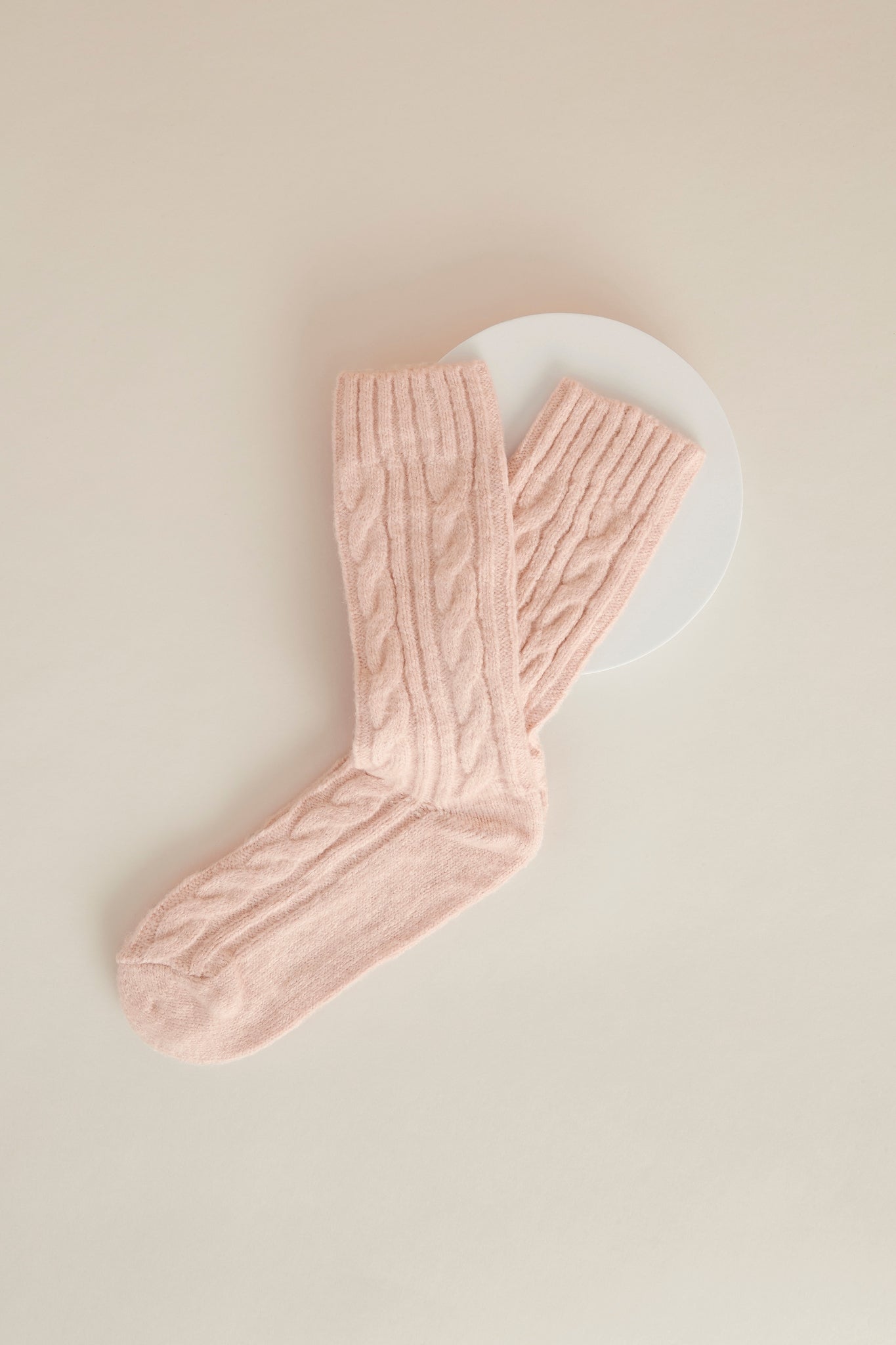 Homebodii Cable Knit Socks Blush | Homebodii