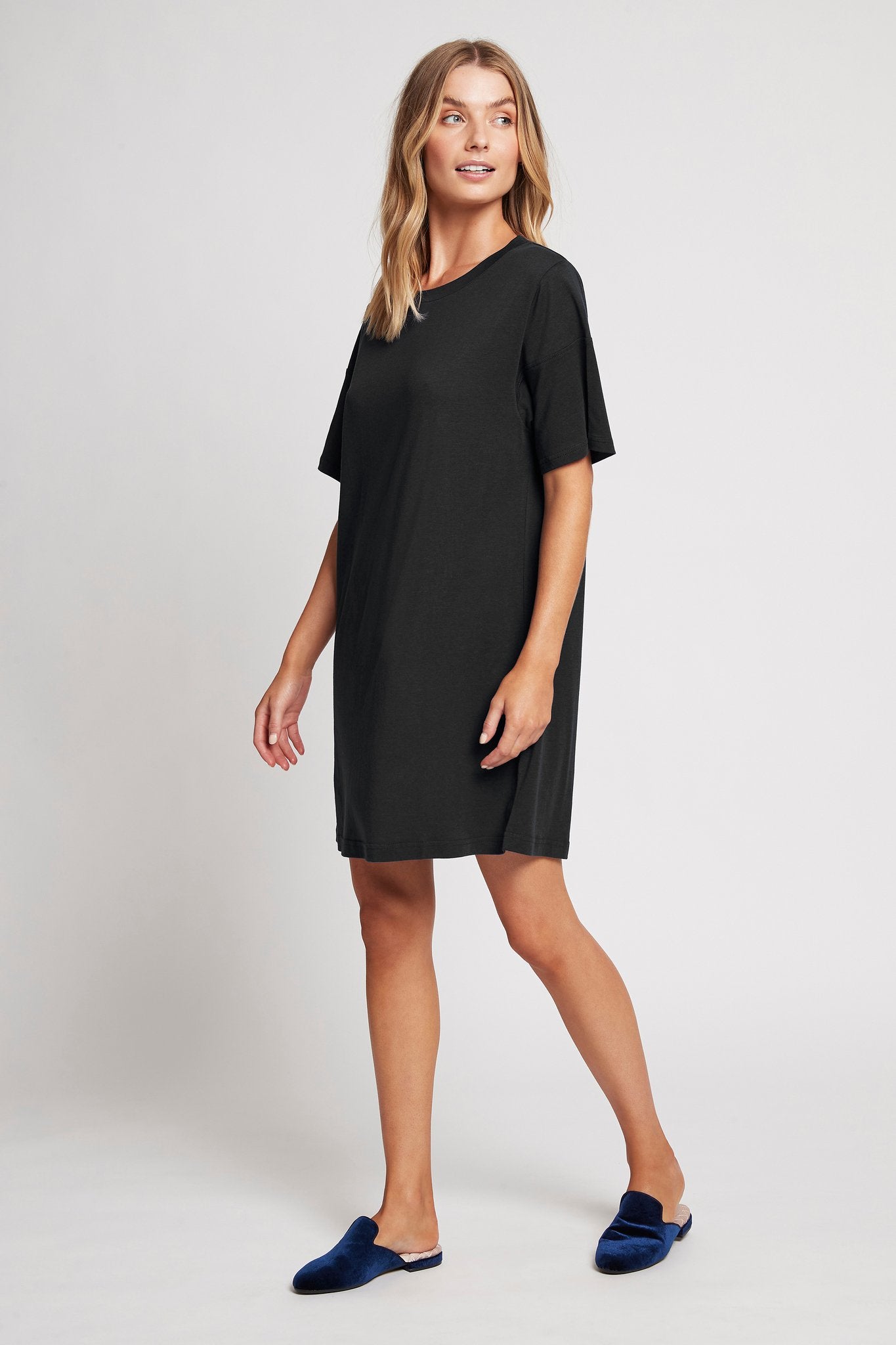 Homebodii Oversized Tencel™ Womens Sleep TShirt  Vintage Black | Homebodii