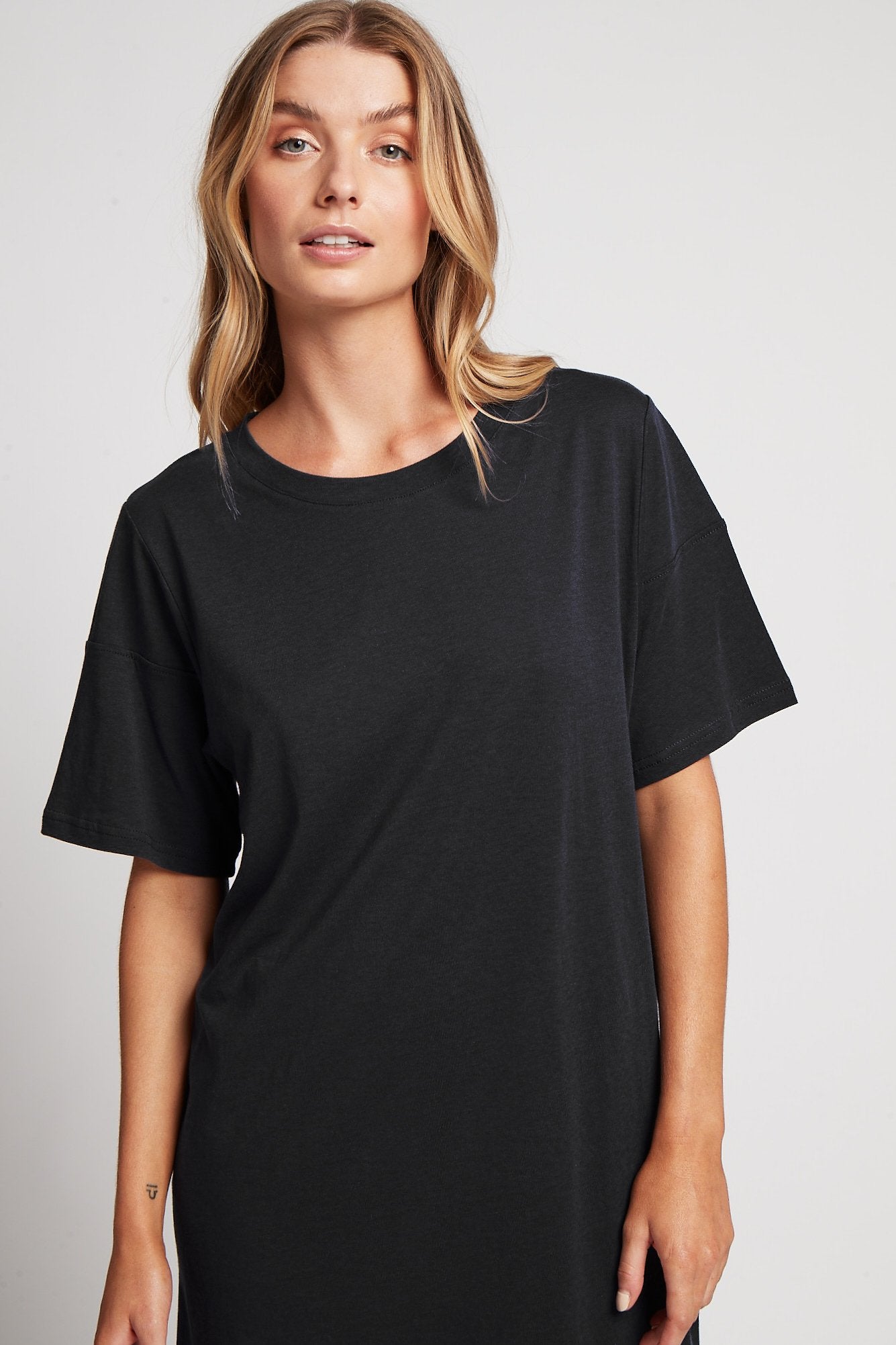 Homebodii Oversized Tencel™ Womens Sleep TShirt  Vintage Black | Homebodii