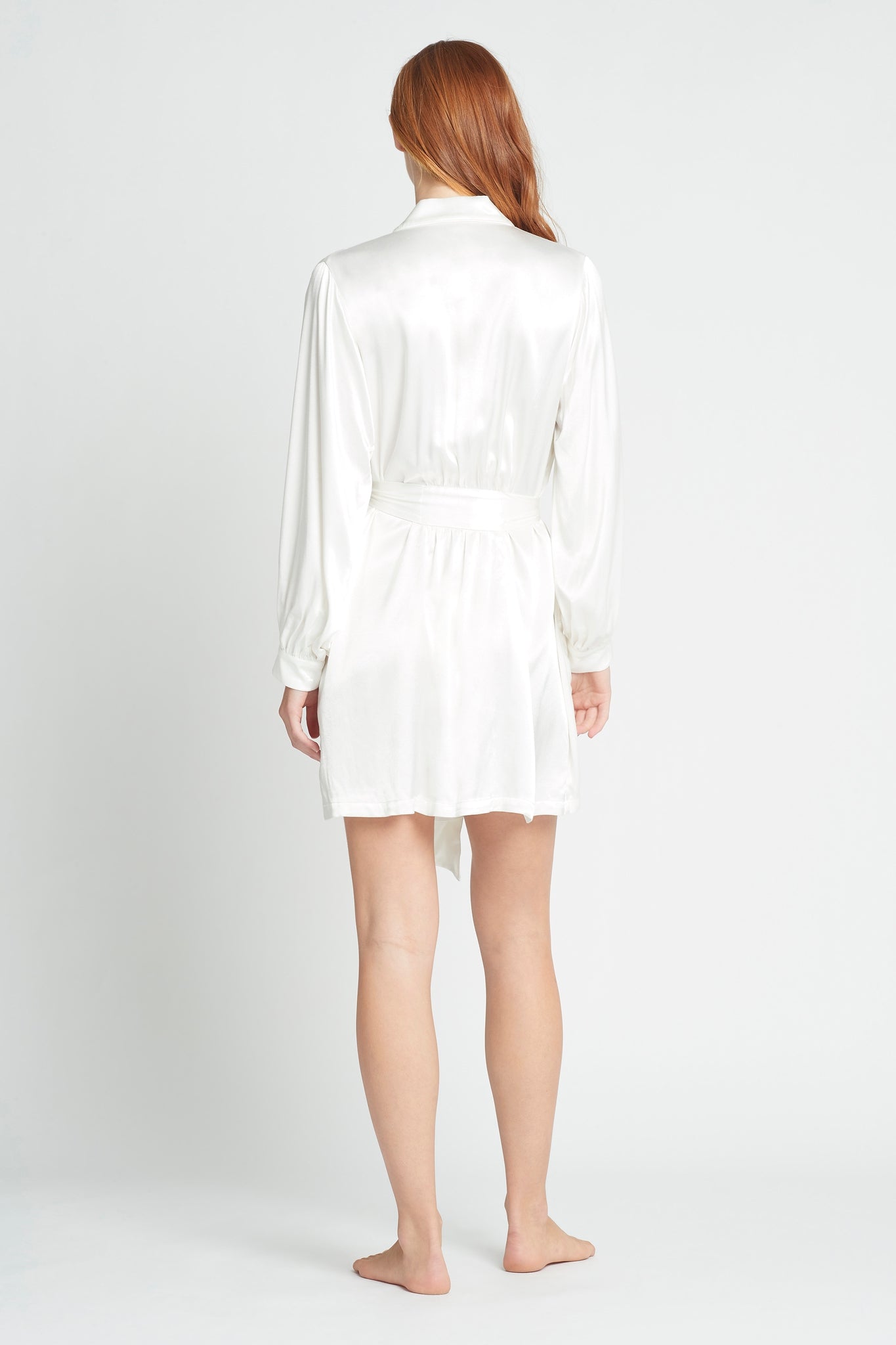 Kiralee Luxury Satin Robe White | Homebodii