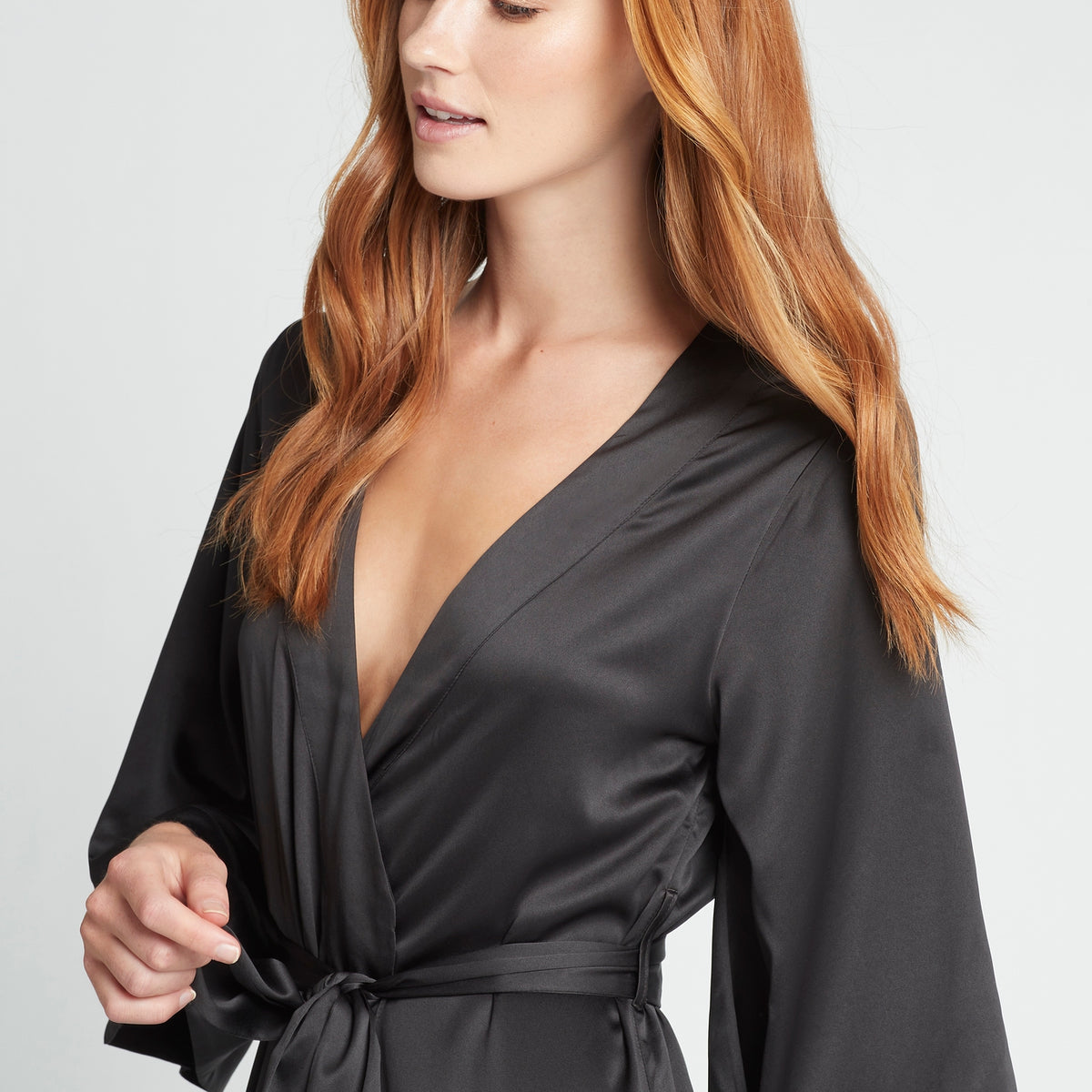 Jasmine Womens Luxury Satin Personalised Long Robe Black