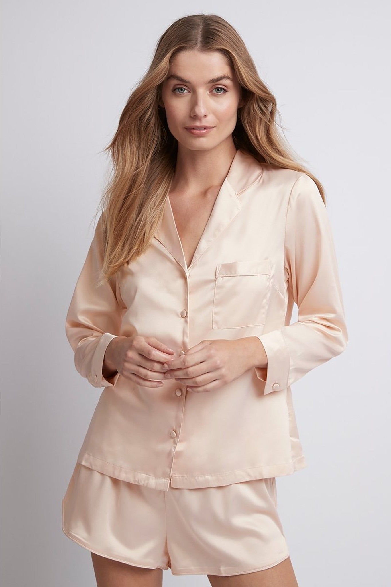 Toni Long Sleeve Satin Personalised Womens Pyjamas Blush | Homebodii