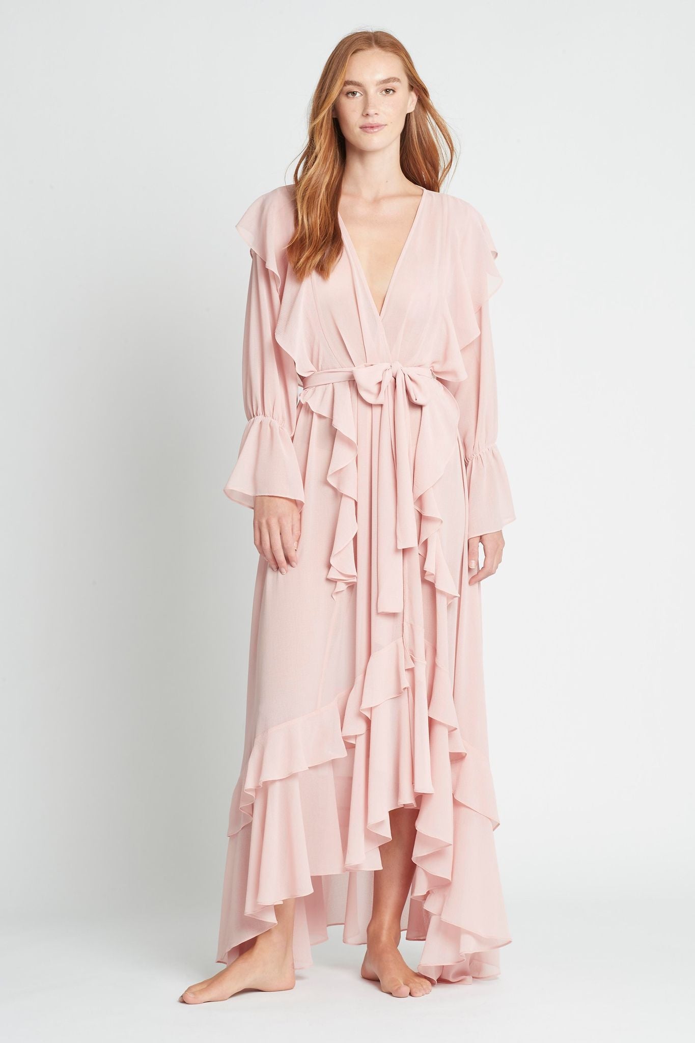Persphone Luxury Womens Chiffon Robe Dusty Rose | Homebodii