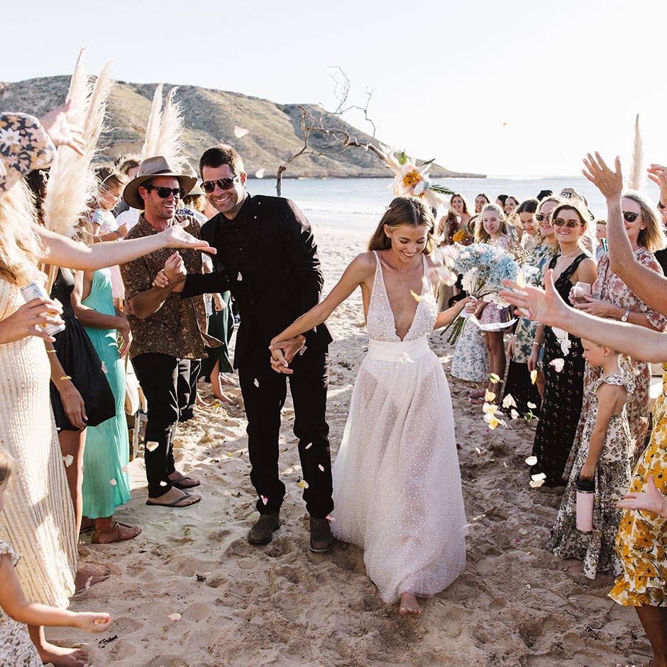 Inside professional surfer and model, Imogen Caldwell’s, rustic beach wedding