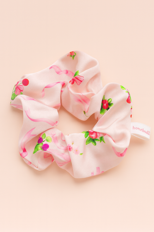 Sweet Berry & Bows Satin Scrunchie