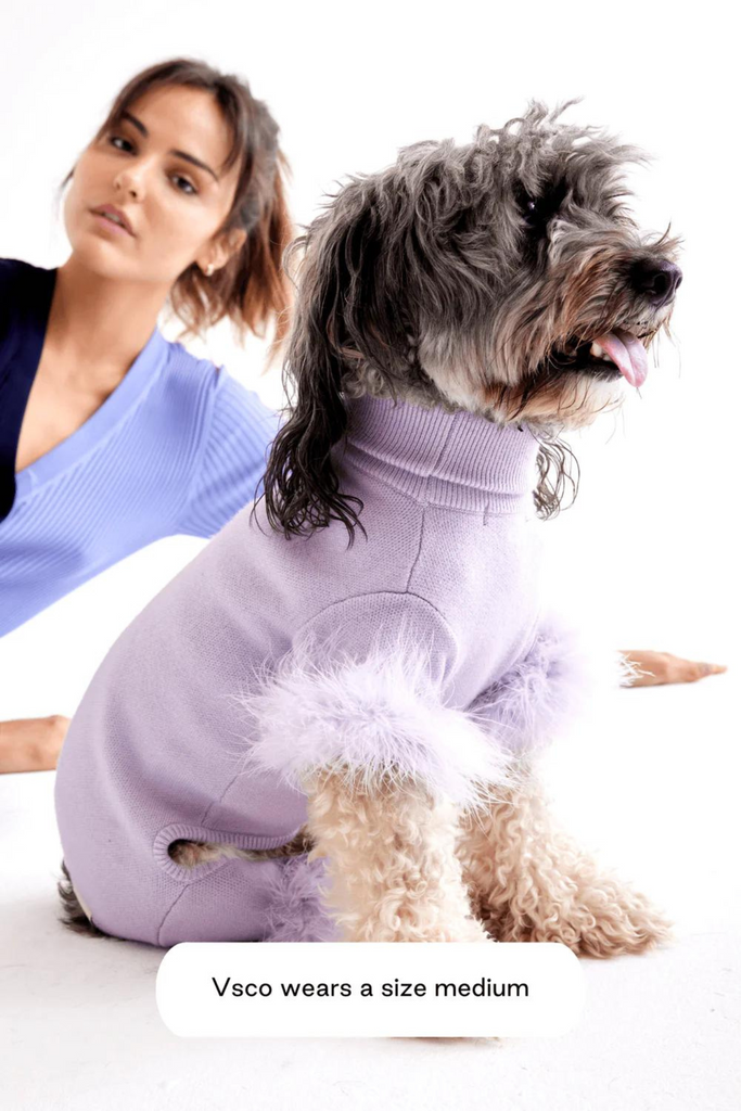 Max Bone  Feather Knit Onesie Color: Lavender | Homebodii