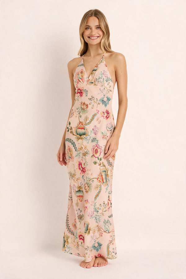 Bijou Maxi Slip - Blush Print