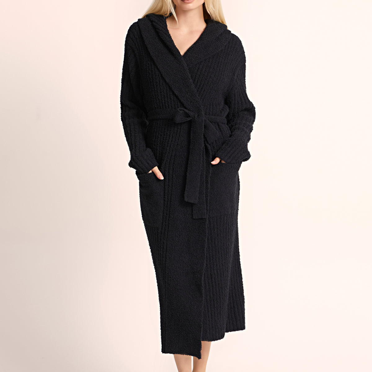 Ultimate Unisex Luxe Robe Black | Hooded Plush Robe for Him & Her ...