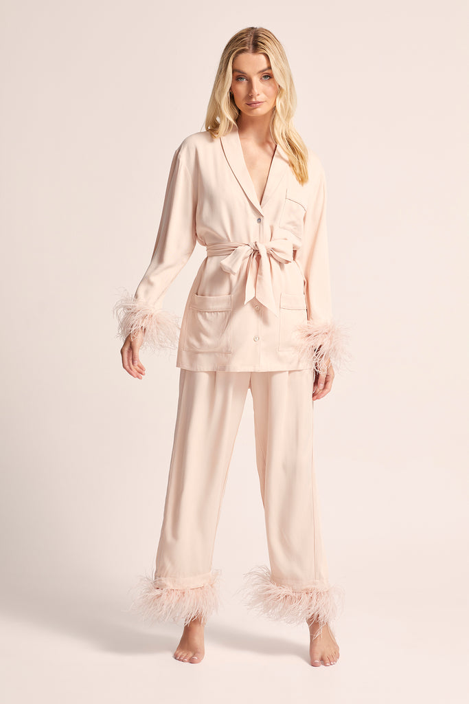 Emilie Tencel Detachable Feather personalised pyjamas in white