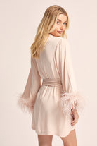 Emilie personalised Tencel Robe with Detachable feather feature  in blush