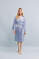 Halston X Homebodii Cleveland Luxury Satin Robe  Eggshell Blue | Homebodii