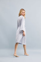 Halston X Homebodii Cleveland Robe In Luxury Satin Hh Print  Eggshell Blue | Homebodii