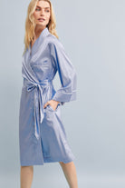 Halston X Homebodii Cleveland Luxury Satin Robe  Eggshell Blue | Homebodii