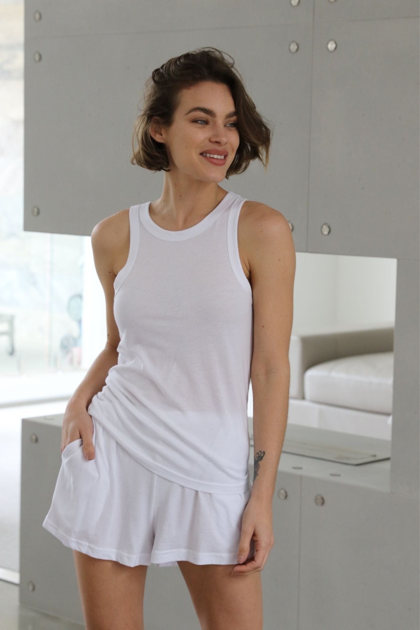 Homebodii Basic Tencel™ Womens Basic Short  White | Homebodii