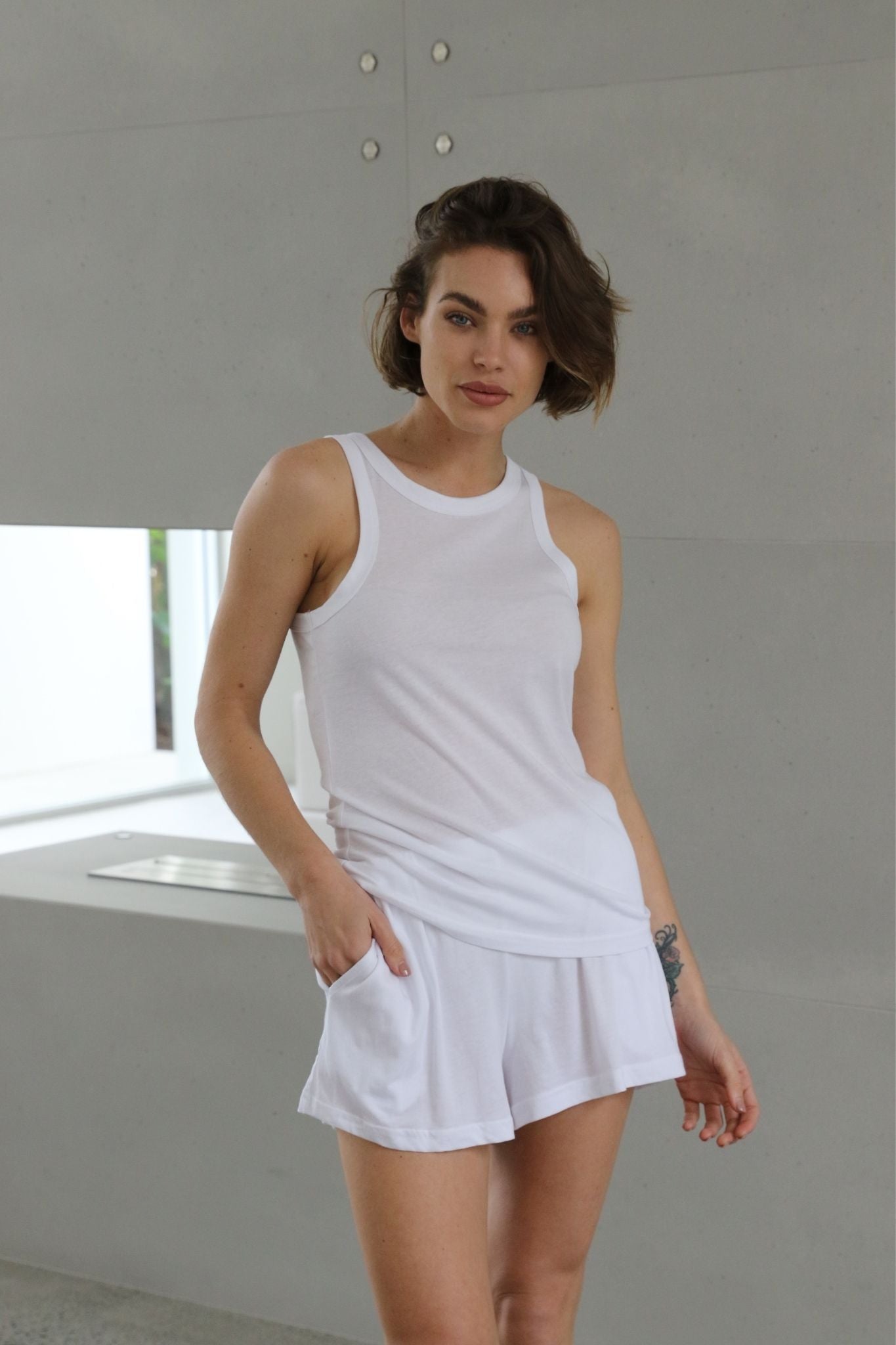 Homebodii Basic Tencel™ Womens Basic Short  White | Homebodii