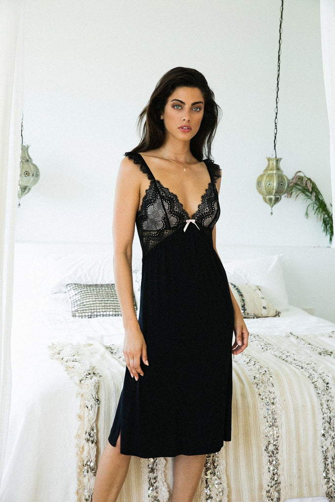 Petra Womens Personalised Nightie Black | Homebodii