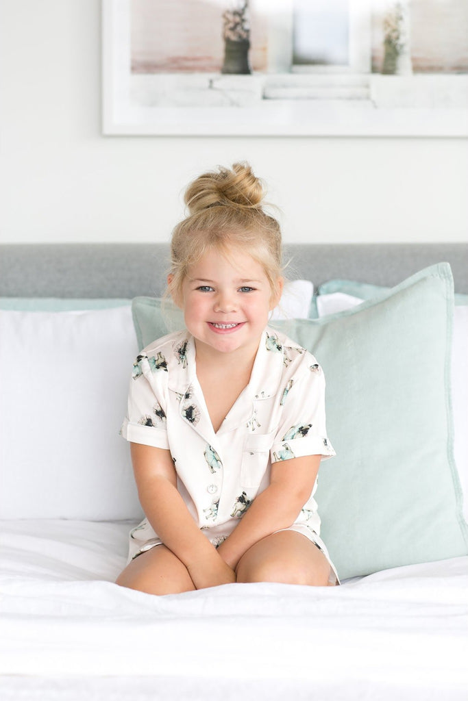 Grace Children Piping Satin Personalised Pyjama Set Ruby Pug | Homebodii