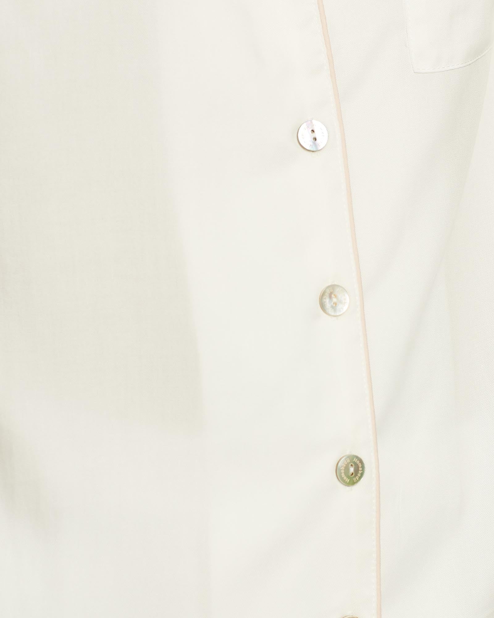 Eva Short Tencel™ Pyjama Set - White with Blush Piping | Homebodii ...