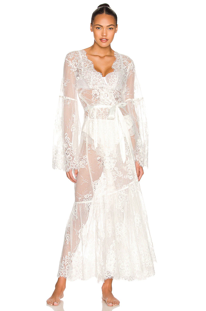 Georgina Long Lace Bridal Robe | Homebodii