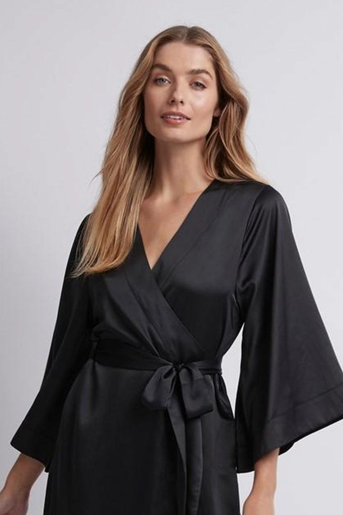 Jasmine Luxury Satin Personalised Robe  Black | Homebodii