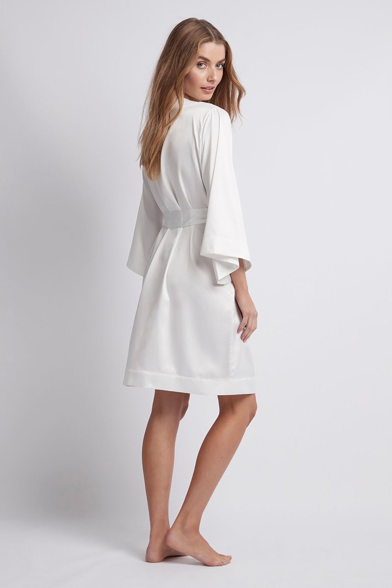 Jasmine Luxury Satin Personalised Robe  White | Homebodii