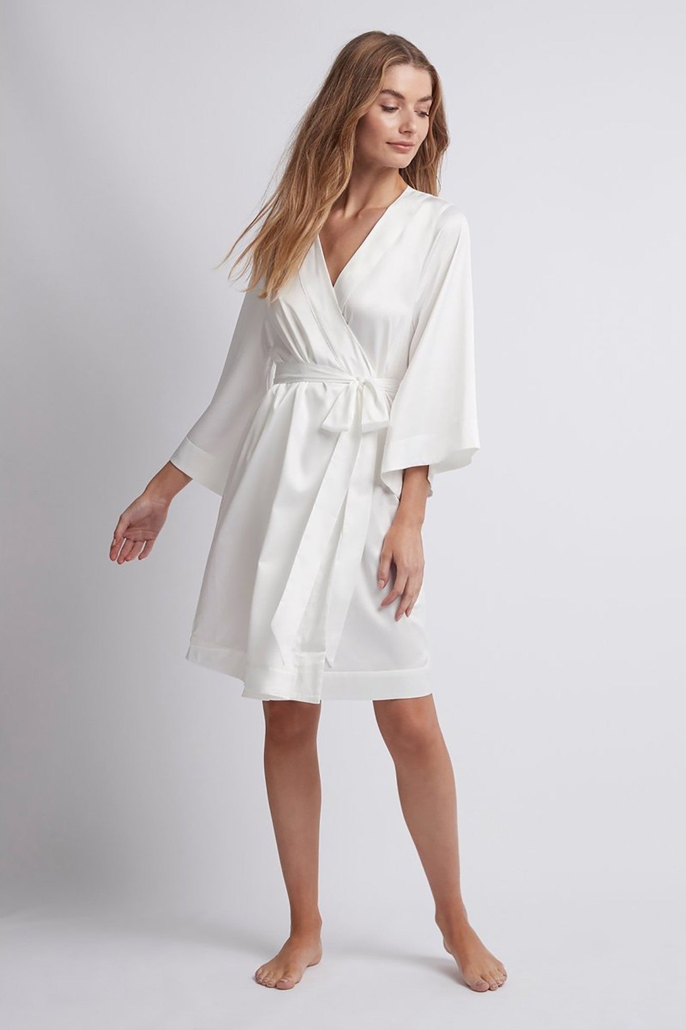 Samite House Robe Jasmine Luxury Satin Personalised Robe White | Homebodii – Homebodii AU