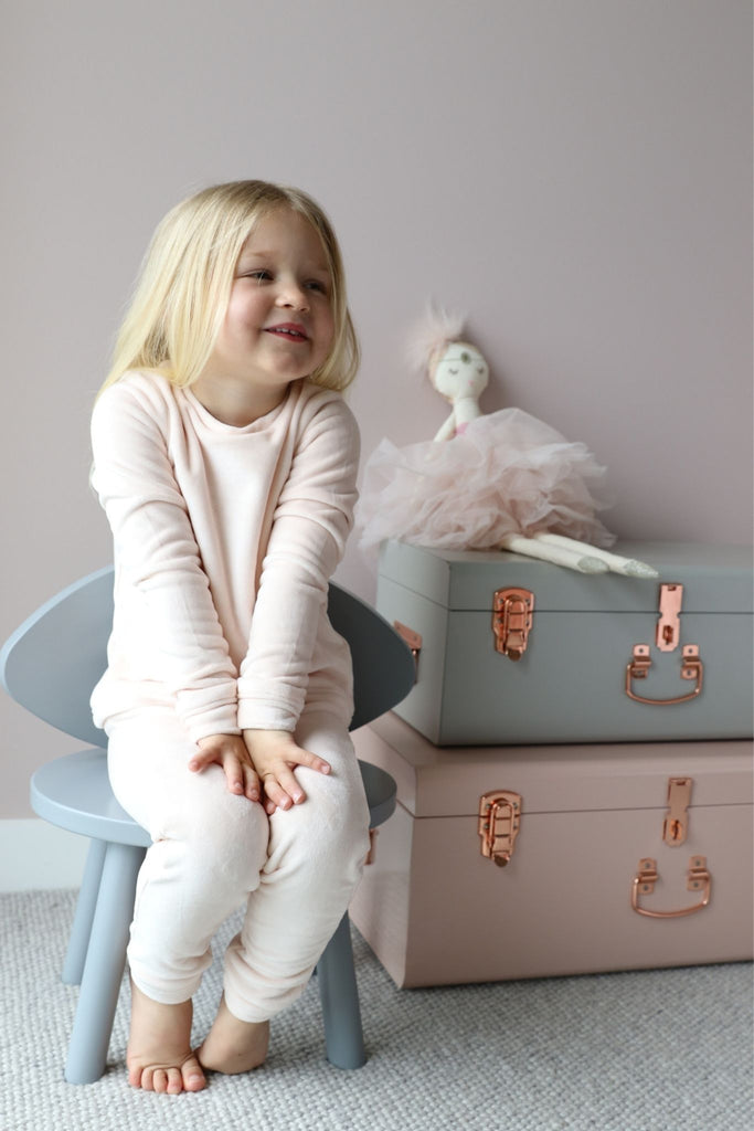 Milani Knit Fleece Kids Pyjama Set  Blush | Homebodii