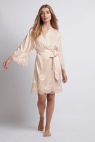 Olivia Luxury Satin Personalised Womens Robe Blush | Homebodii