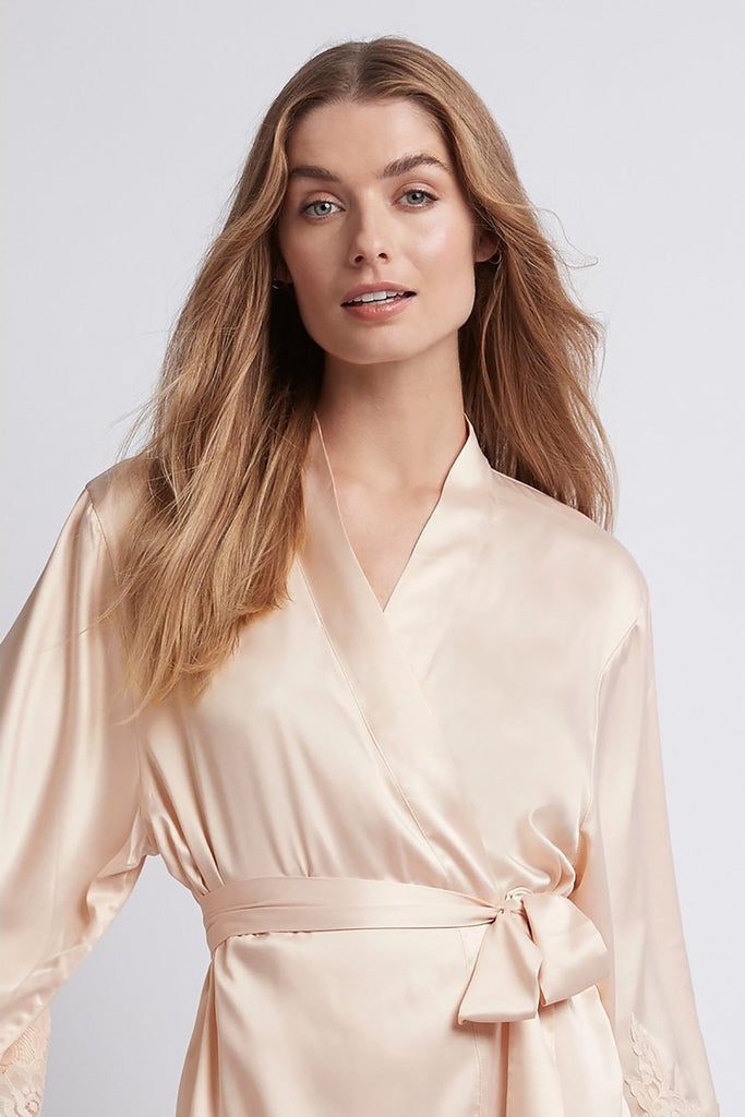 Olivia Luxury Satin Personalised Womens Robe Blush | Homebodii
