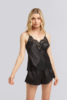 Sian Luxury Satin Lace Cami Set  Black | Homebodii