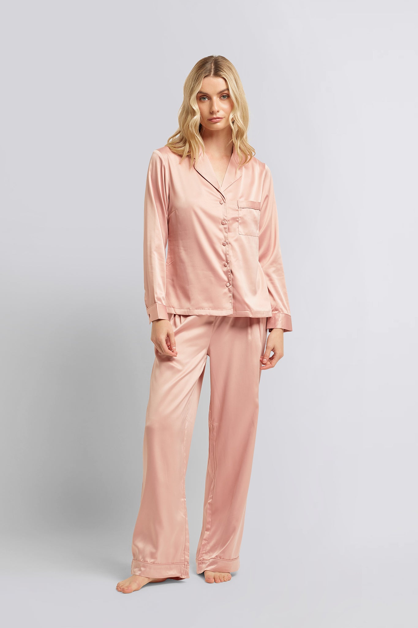 Toni Womens Personalised Satin Pyjama Lounge Set  Rust | Homebodii