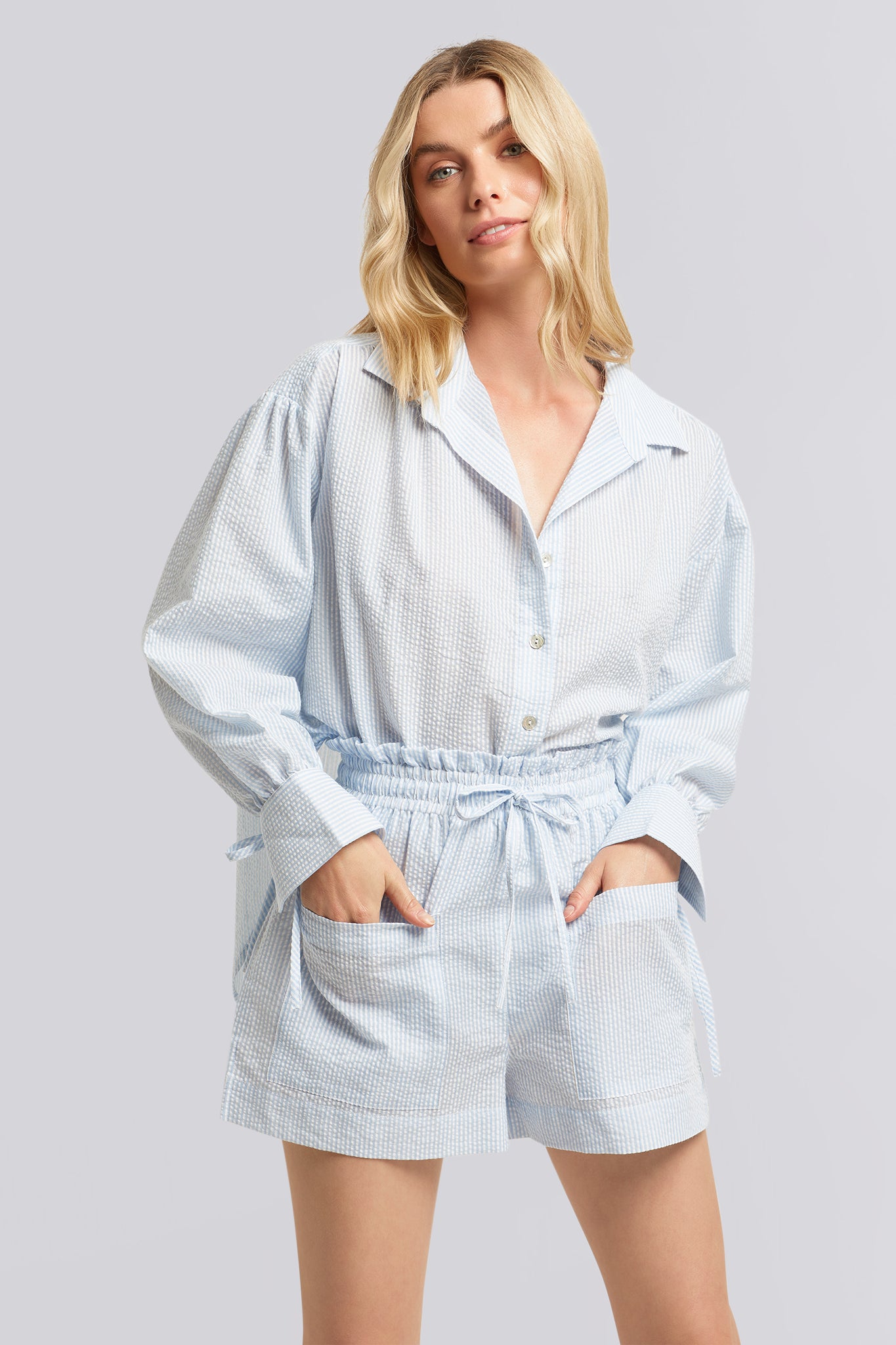 Rita Cotton Long Sleeve With Short Pyjama Set | Homebodii – Homebodii AU