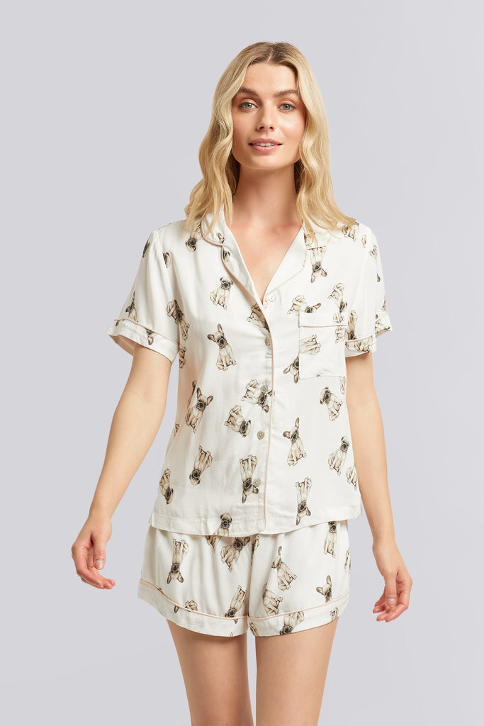 Jerry The Frenchie Tencel Personalised Womens Pyjama Set | Homebodii