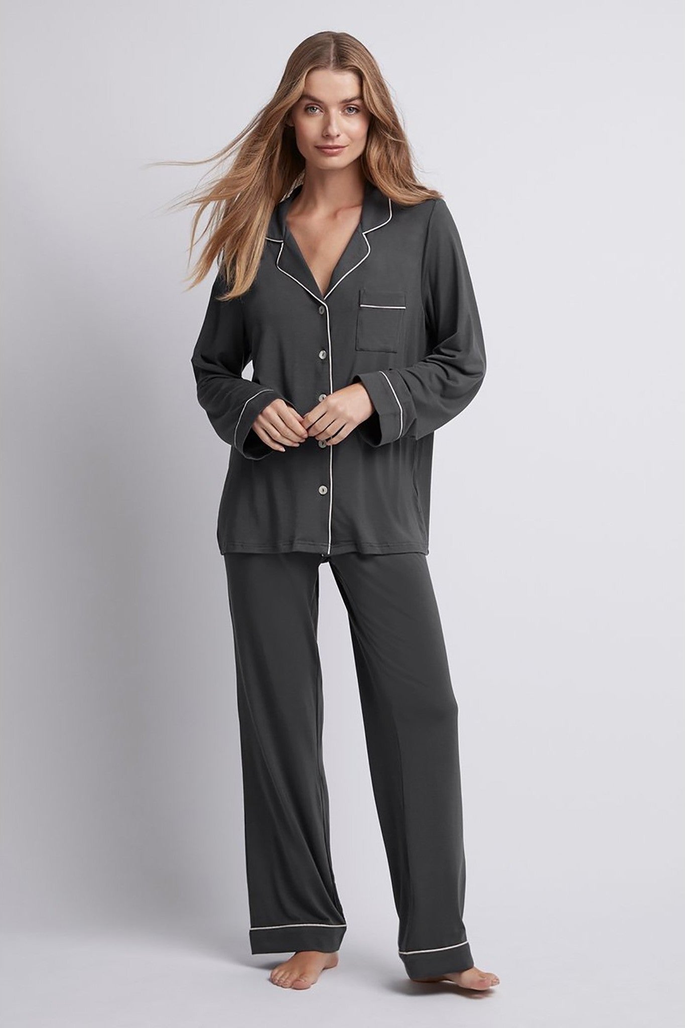 Petra Womens Personalised Tencel™ Modal Pyjama Lounge Set Charcoal With ...