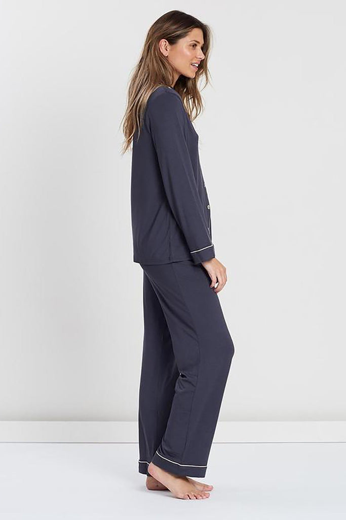 Petra Womens Tencel™ Modal Personalised Long Pyjama Set Charcoal with Blush | Homebodii