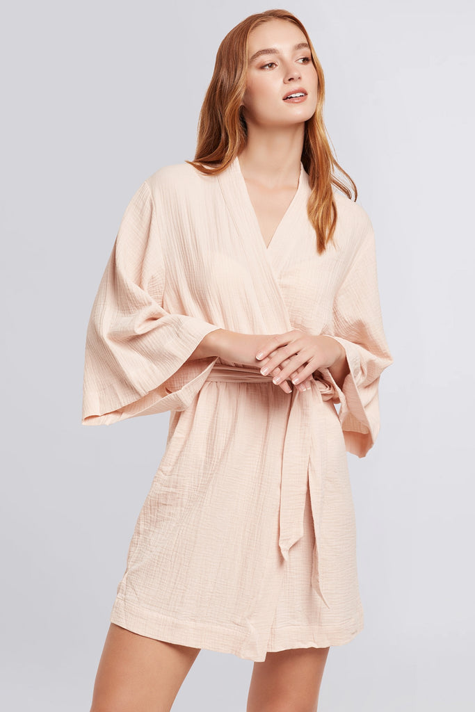 Piper Bubble Cotton Personalised Womens Robe  Blush | Homebodii