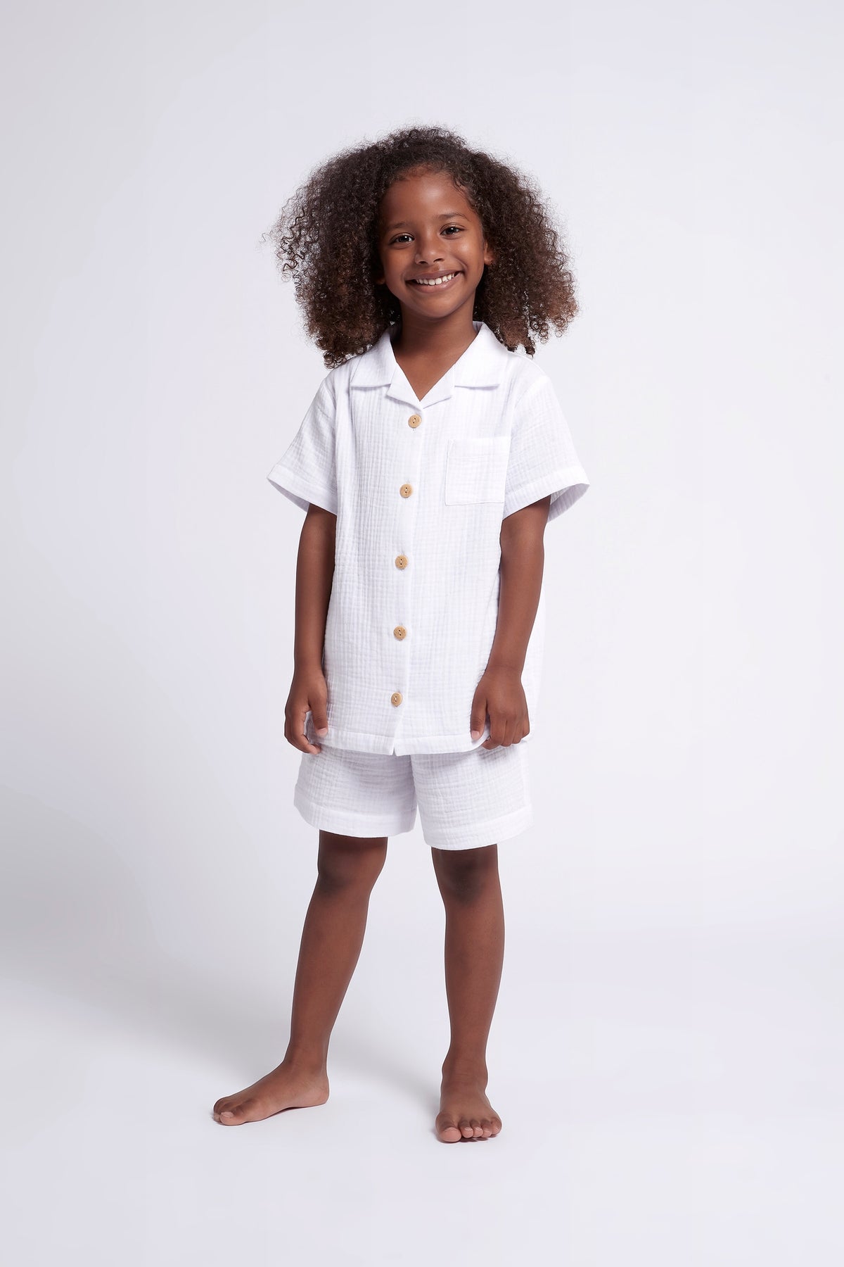 Piper Bubble Cotton Personalised Childrens  Short Pyjama Set  White | Homebodii