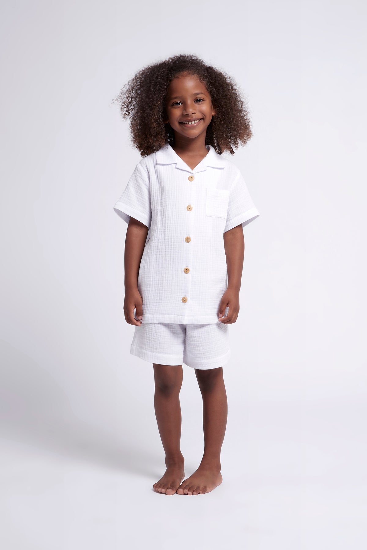 Piper Bubble Cotton Personalised Childrens  Short Pyjama Set  White | Homebodii