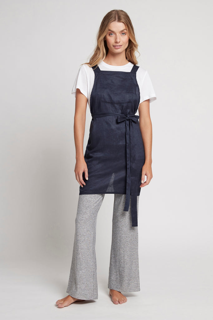 Linen Personalised Apron Navy | Homebodii
