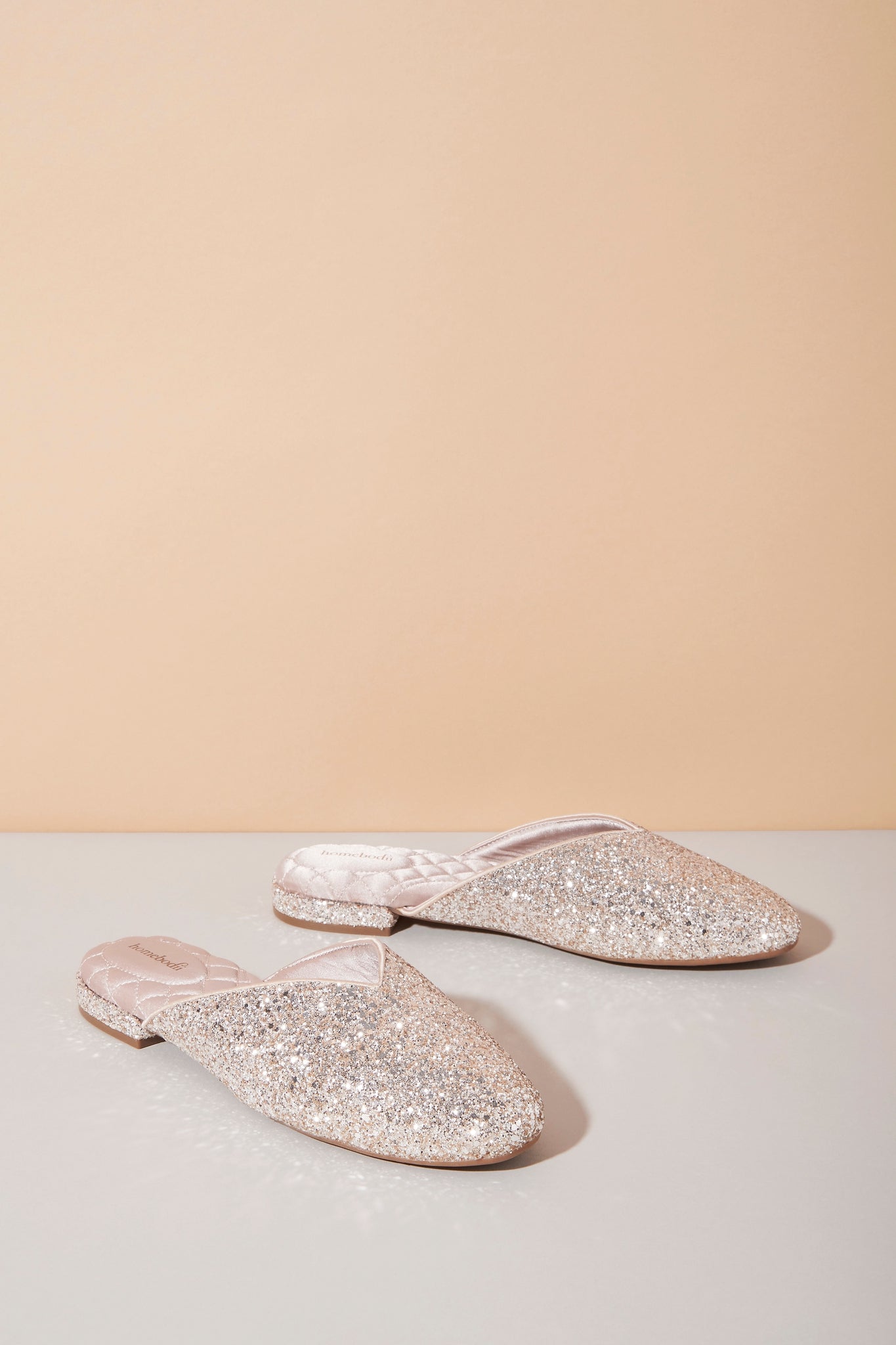 Lady Daphne Luxury Glitter Slipper  Champagne | Homebodii