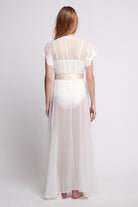 Farrah Long Lace Chiffon Bridal Robe | Homebodii