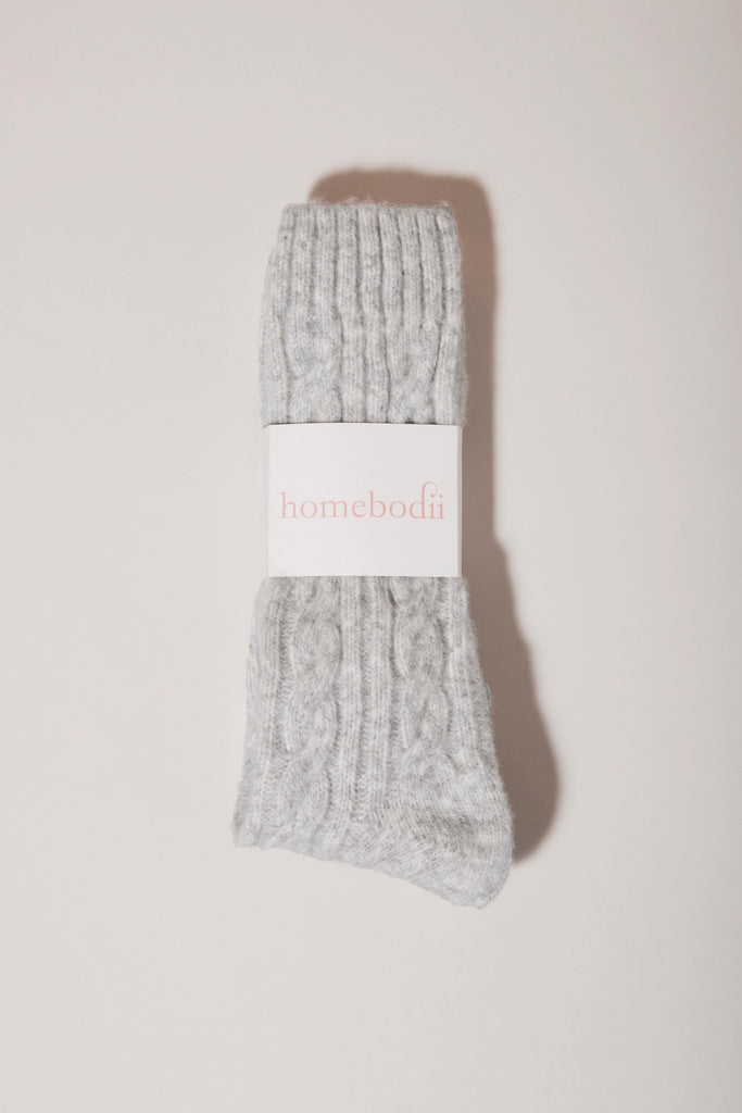 Homebodii Cable Knit Socks  Grey | Homebodii