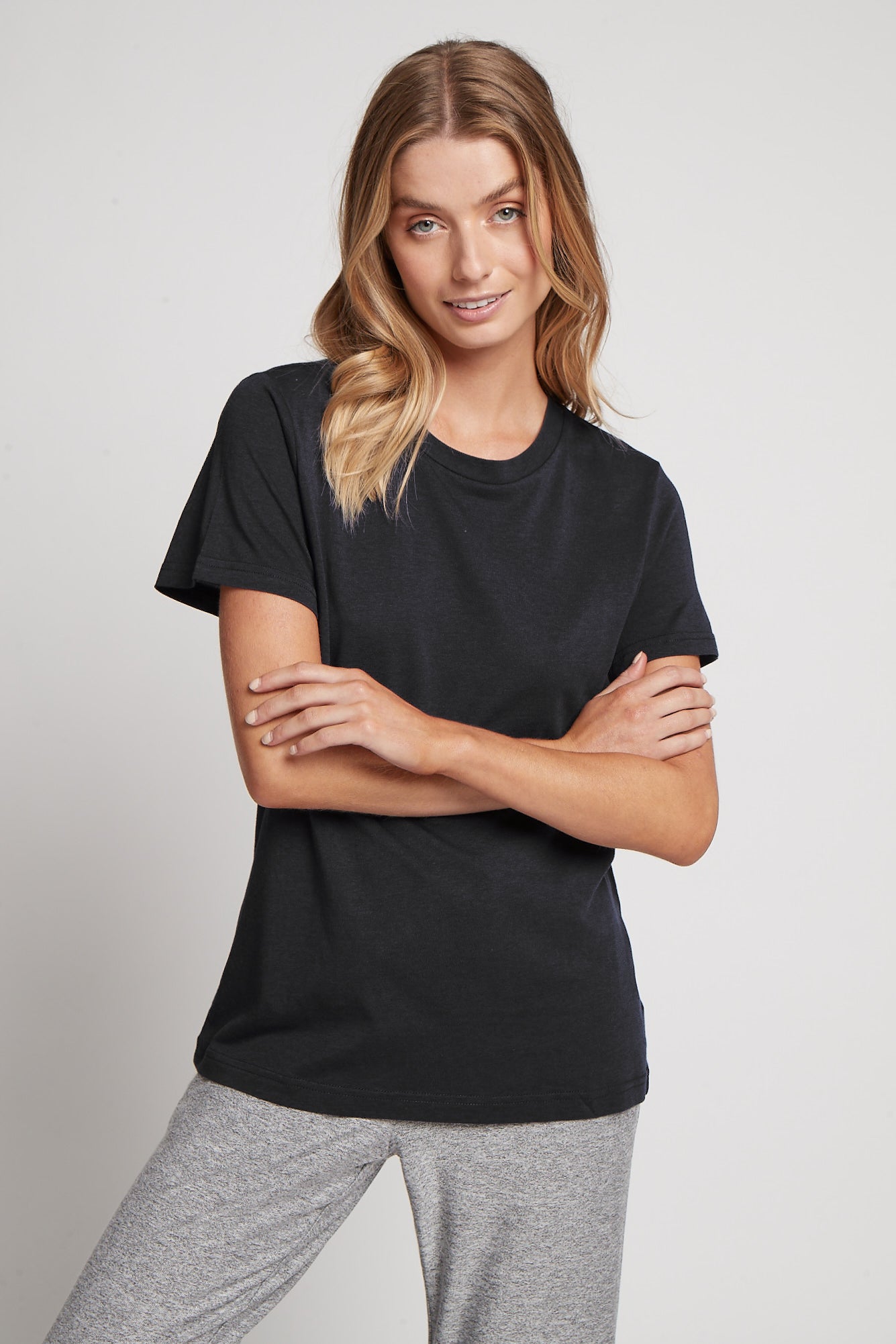 Homebodii Basic Tencel™ Womens TShirt  Vintage Black | Homebodii