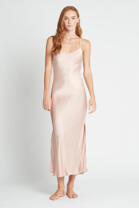 Kiralee Luxury Satin Slip Dress Dusty Rose