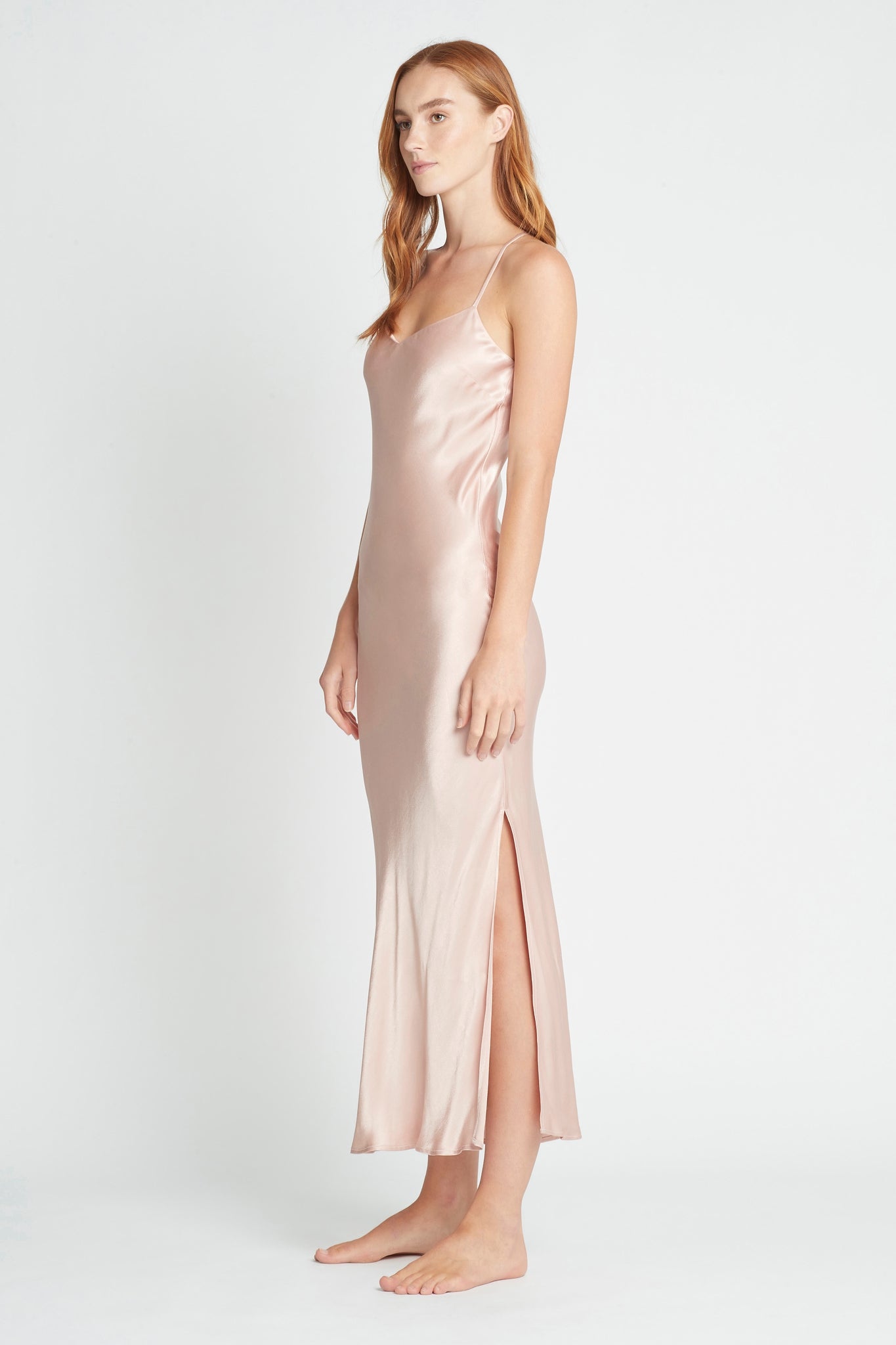 Kiralee Luxury Satin Slip Dress  Dusty Rose | Homebodii