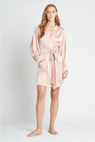 Kiralee Luxury Satin Robe  Dusty Rose | Homebodii